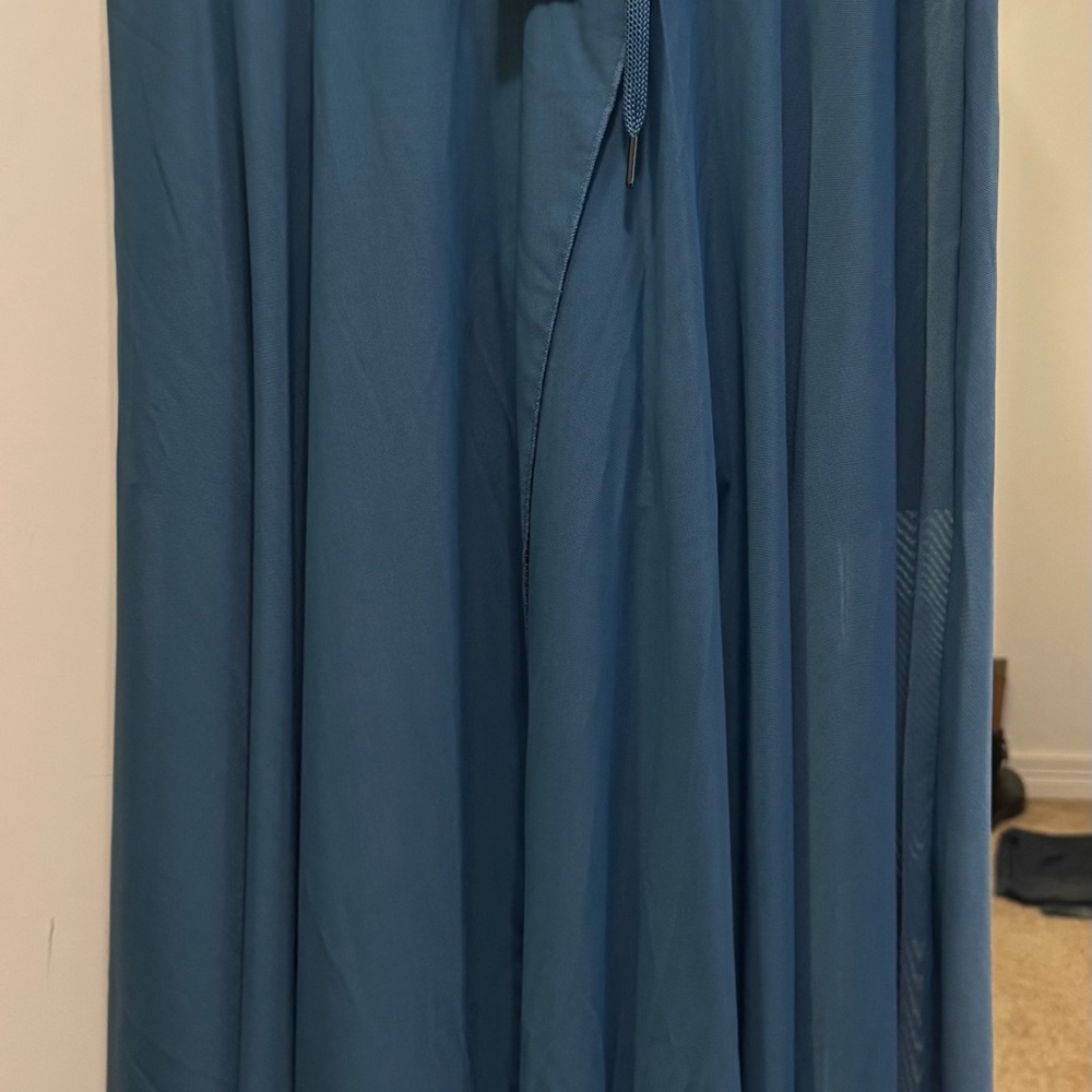 HALARA High Waisted Drawstring Contrast Mesh 2 in 1 Pocket Flowy MIDI flare